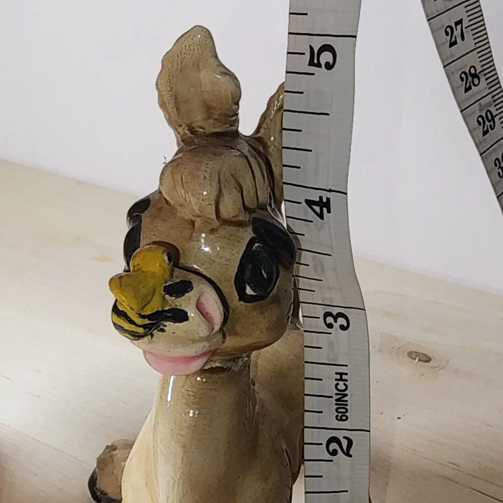 Cute VTG Pair Of Ceramic Donkey Figurines One With Bee (Repaired) KEYSTONE Japan